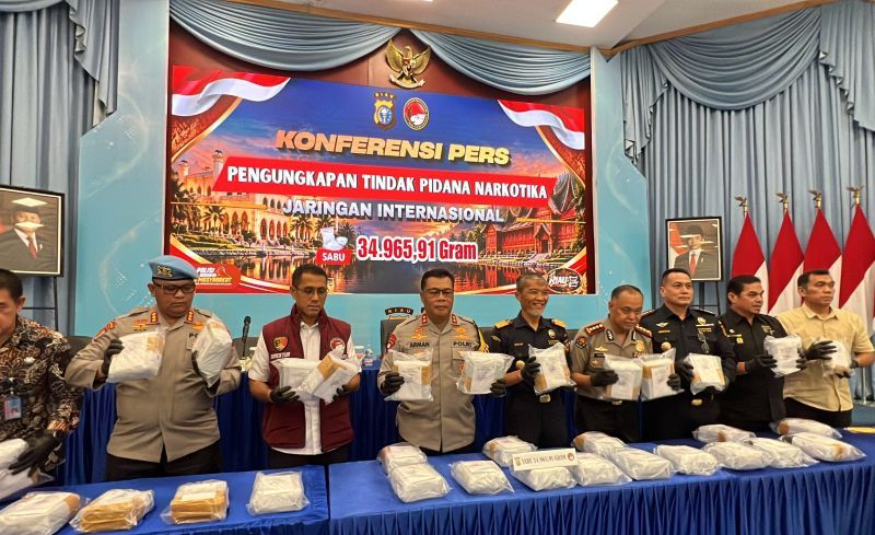 Selalu dari Jaringan Malaysia, Kali Ini Polda Riau Sita 35 Kg Sabu-sabu 