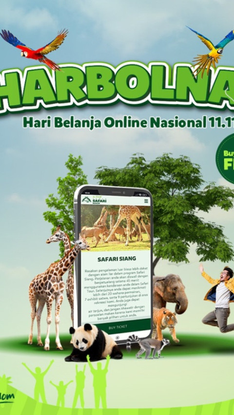 Promo Tiket Harbolnas Taman Safari Bogor,  Buy 4 Get 1 Free Hanya Rp1 Jutaan 